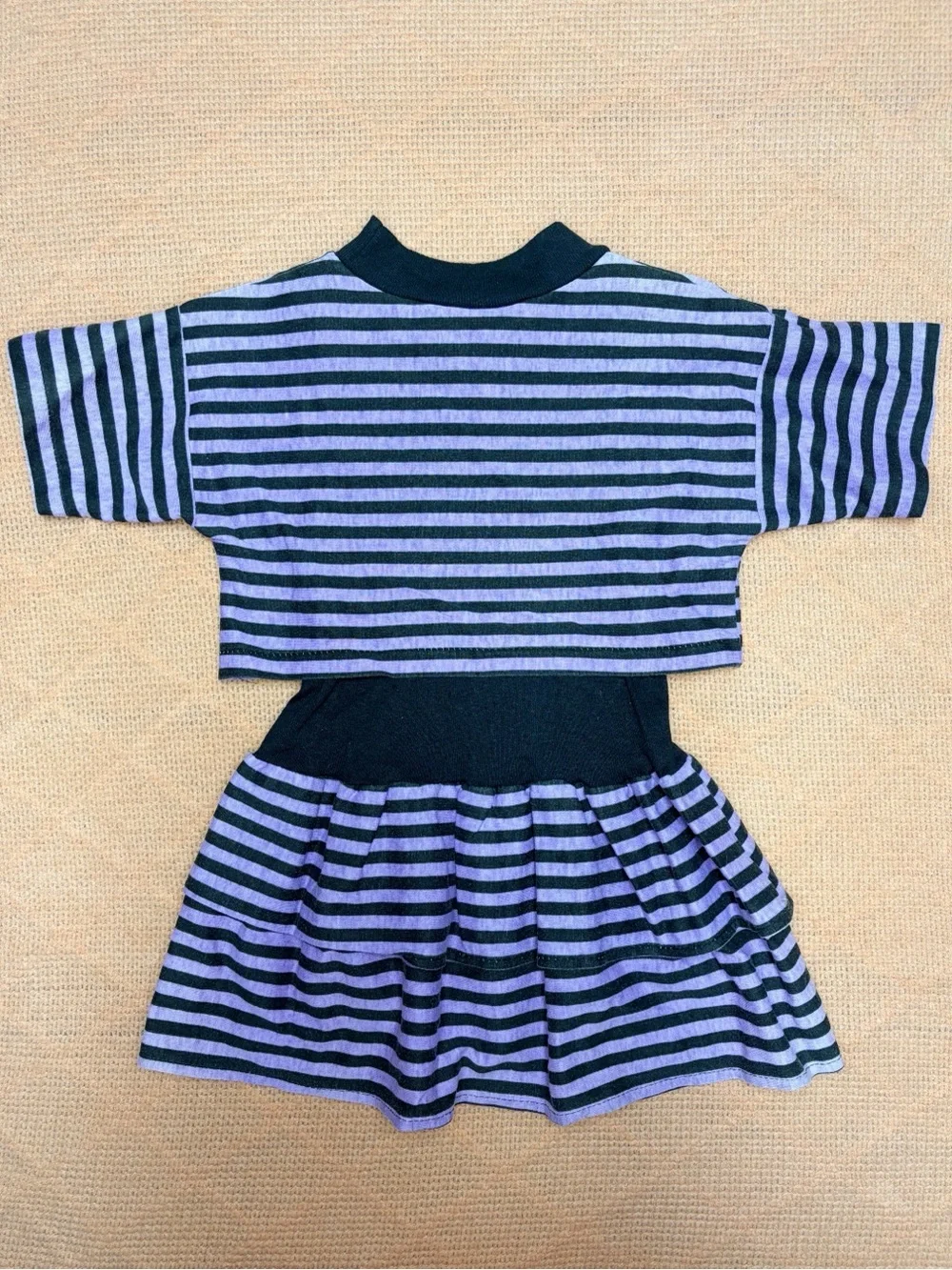 90s Girls' Striped Purple & Black Faux Crop Top Dress - Cool Babe